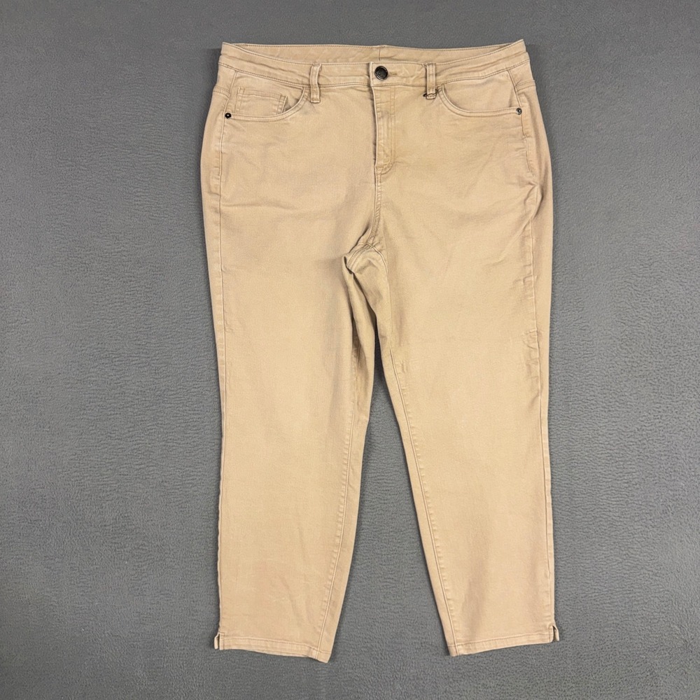 Lane Bryant Pants Womens 18 Brown Skinny Ankle Side Slit Stretch Cotton Blend